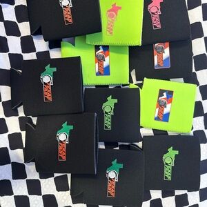 Texas Koozies Set - Black and Neon Green